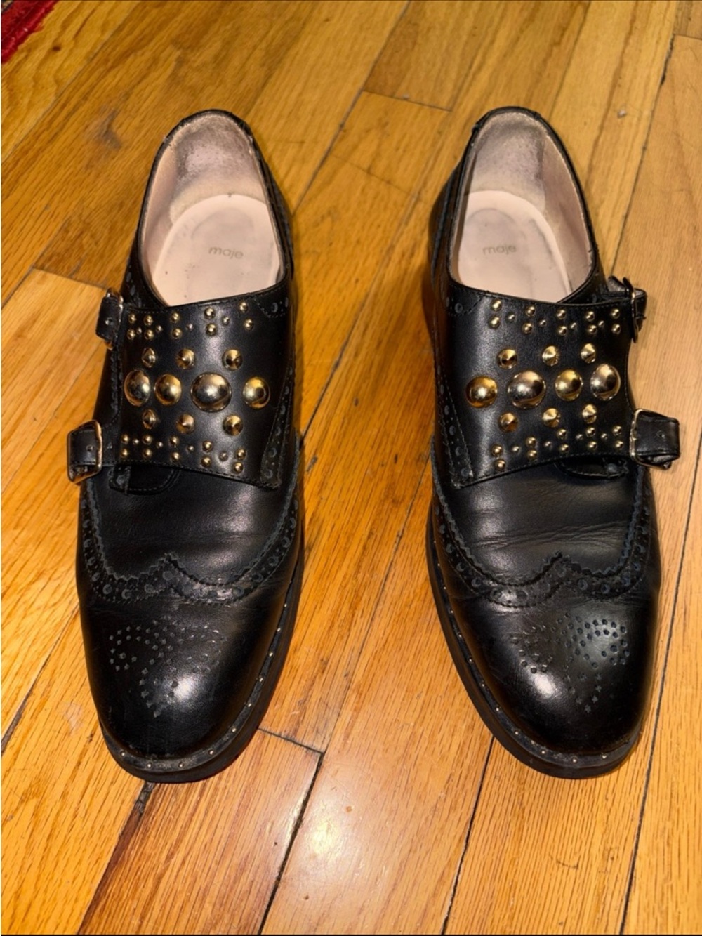 Maje Black Studded Monk Strap Men’s Dress Shoes